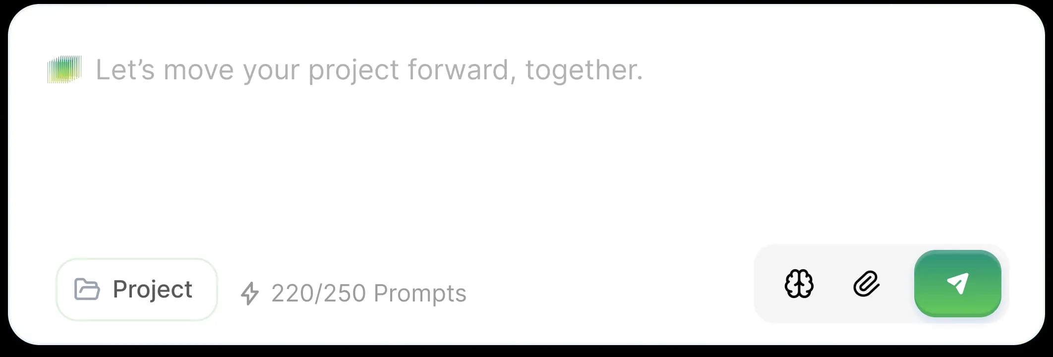 Chat input interface for describing project goals in plain English