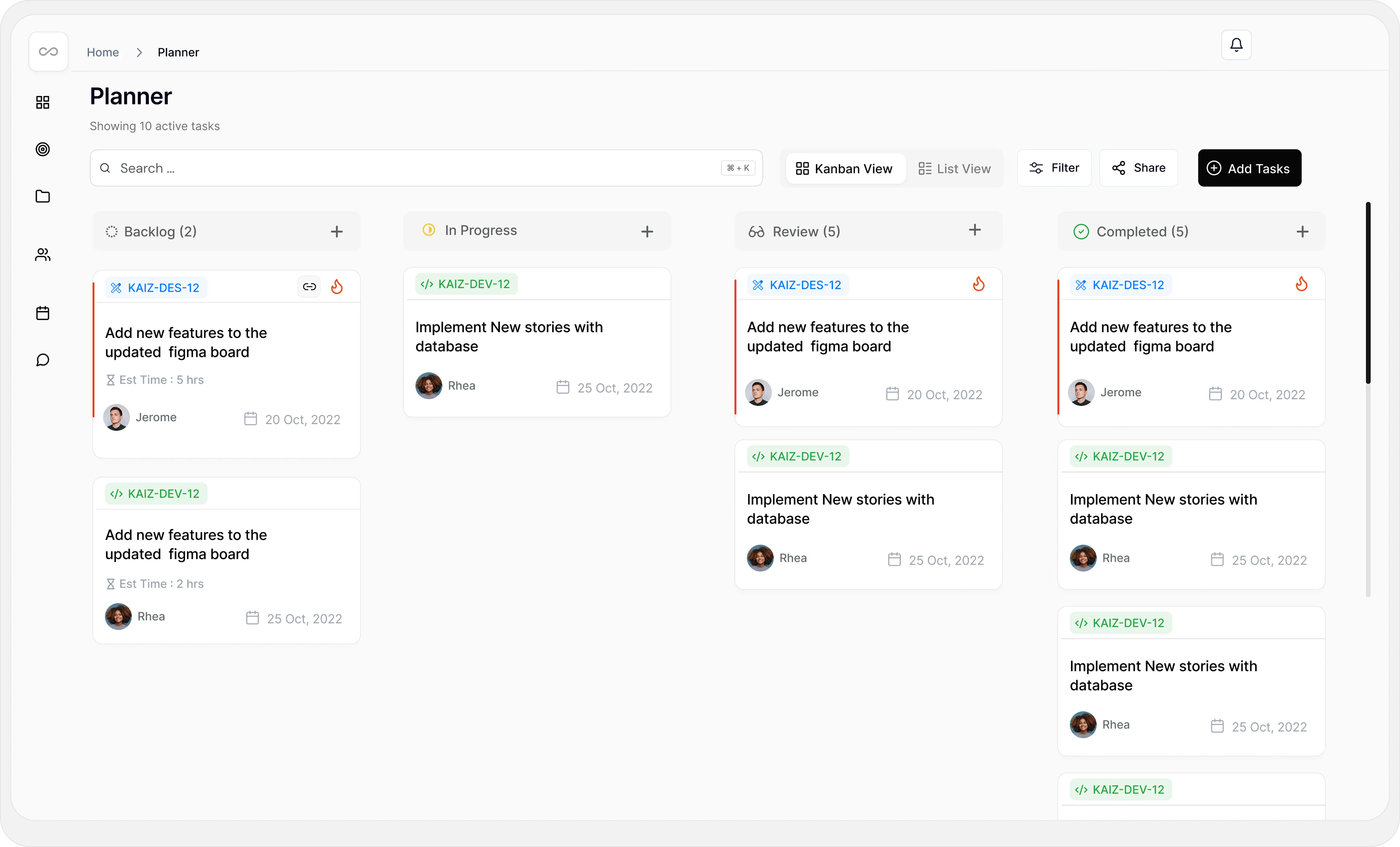 Raydian AI project planning interface showing structured workflow creation