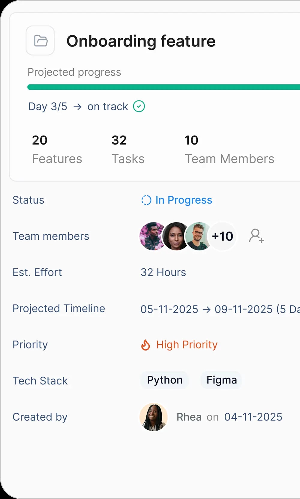 Project dashboard showing team collaboration and task management interface